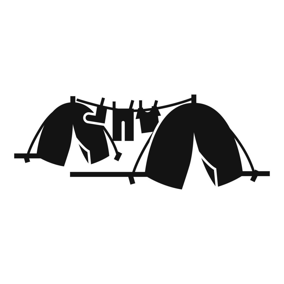 ícone de acampamento de tenda sem-teto, estilo simples vetor