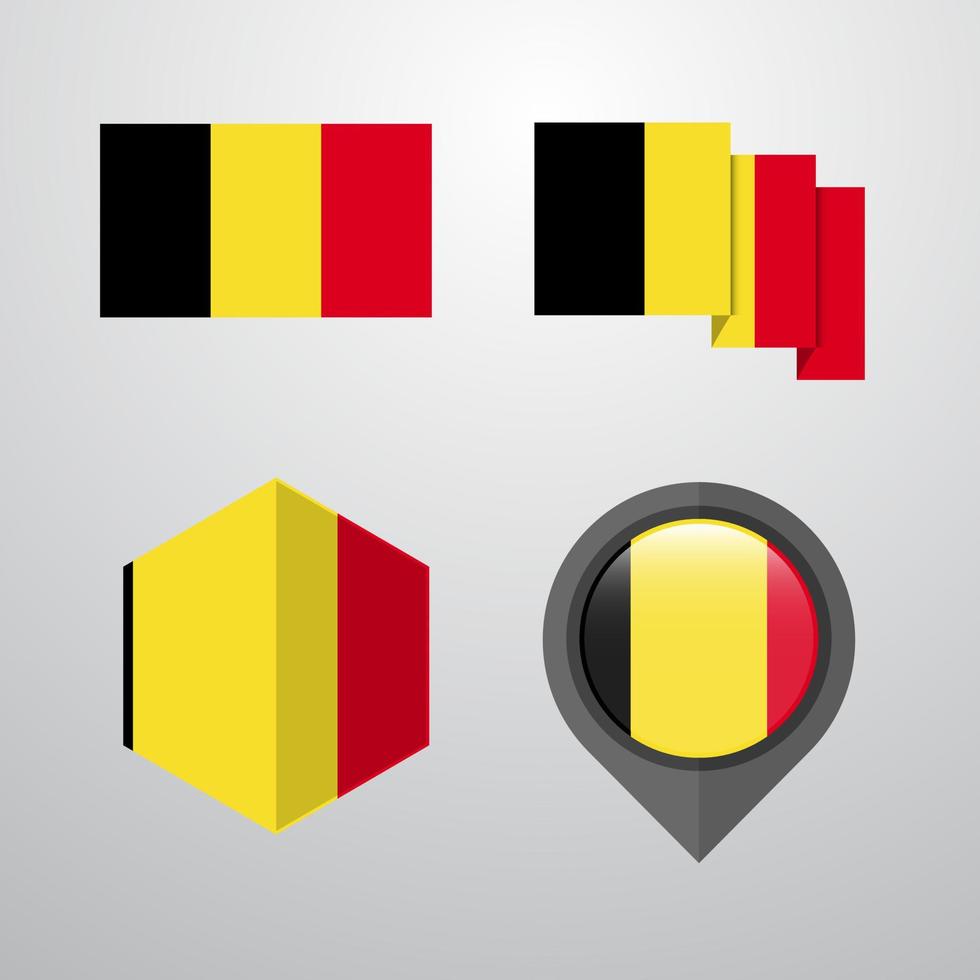 vetor de conjunto de design de bandeira da Bélgica