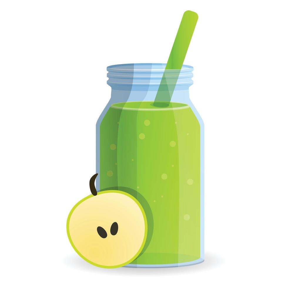 ícone de garrafa de smoothie de maçã verde, estilo cartoon vetor
