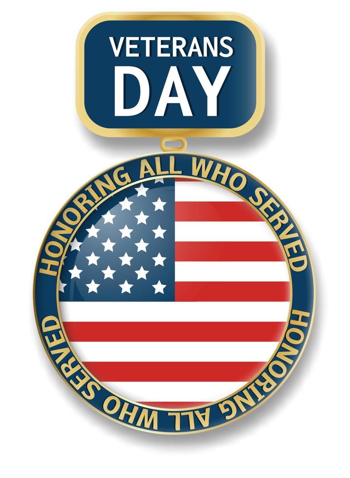 logotipo do ícone da medalha do dia dos veteranos, estilo realista vetor
