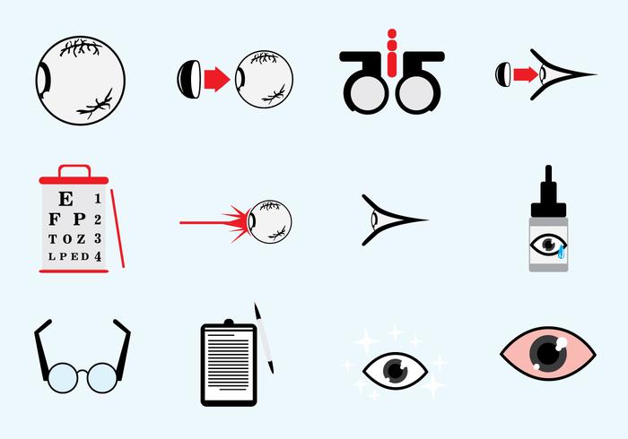 Optometria Icons Set vetor