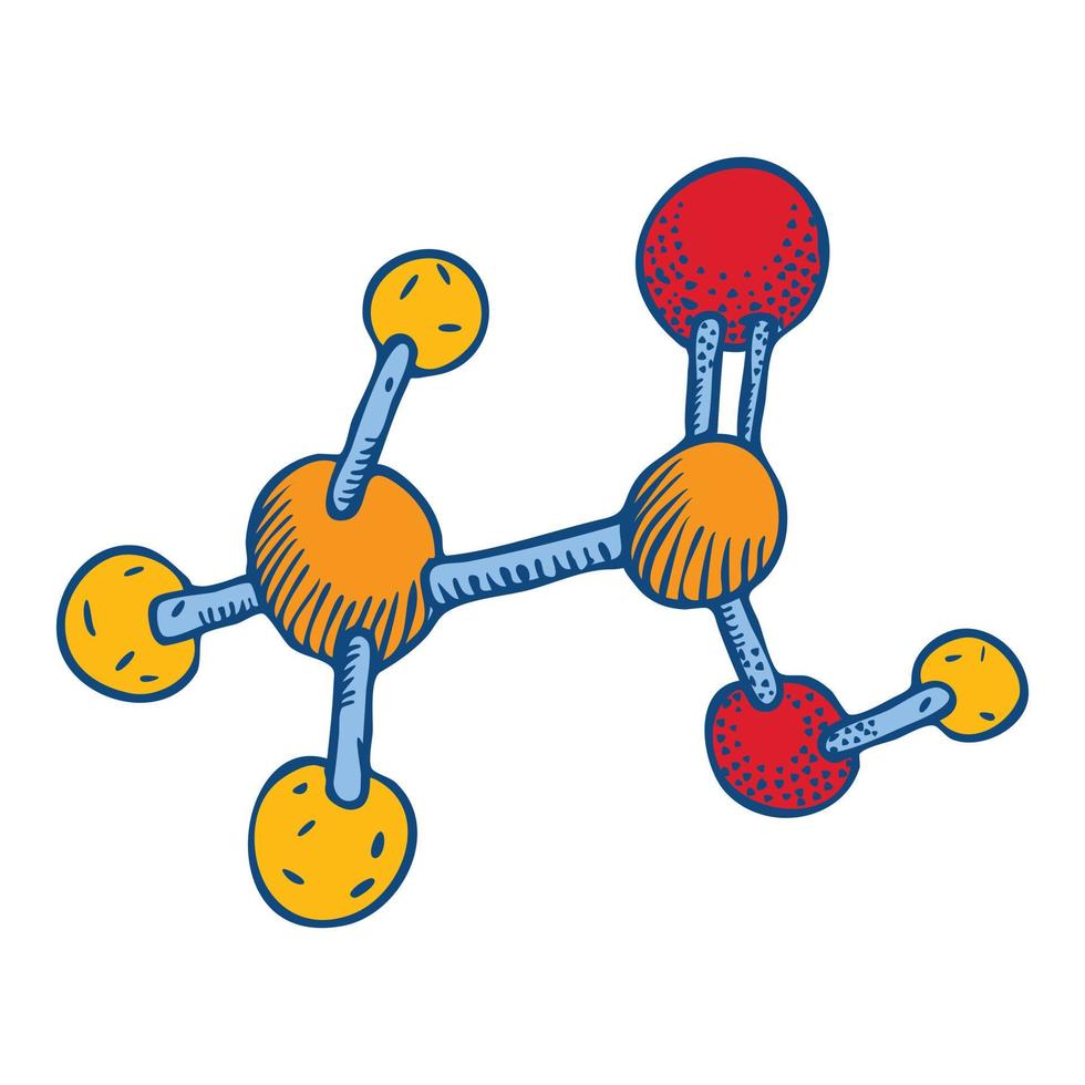 ícone abstrato da molécula, estilo desenhado à mão vetor