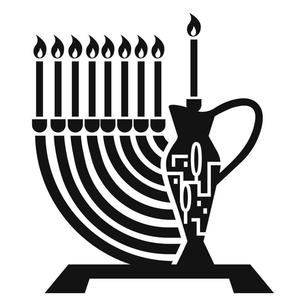 bastão de vela e ícone judaico de jarro, estilo simples vetor