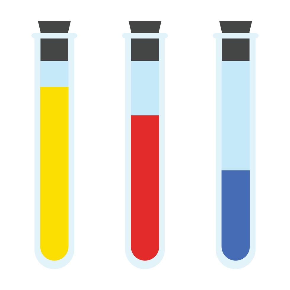 ícone de tubos de ensaio coloridos, estilo simples vetor