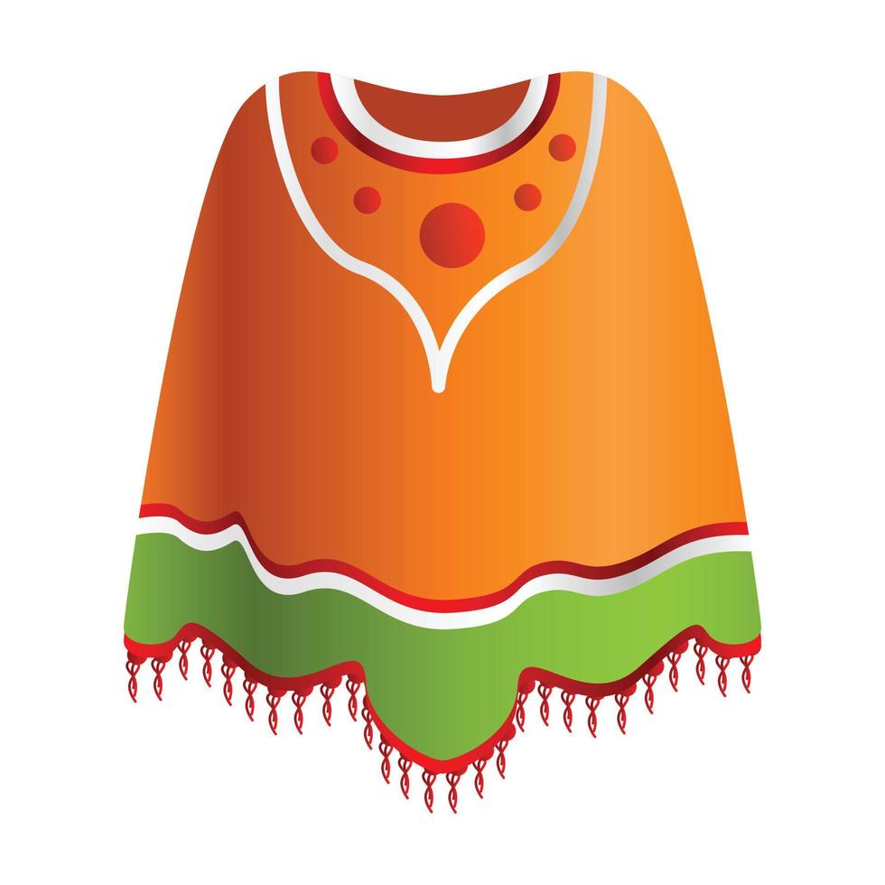 ícone de poncho mexicano, estilo cartoon vetor