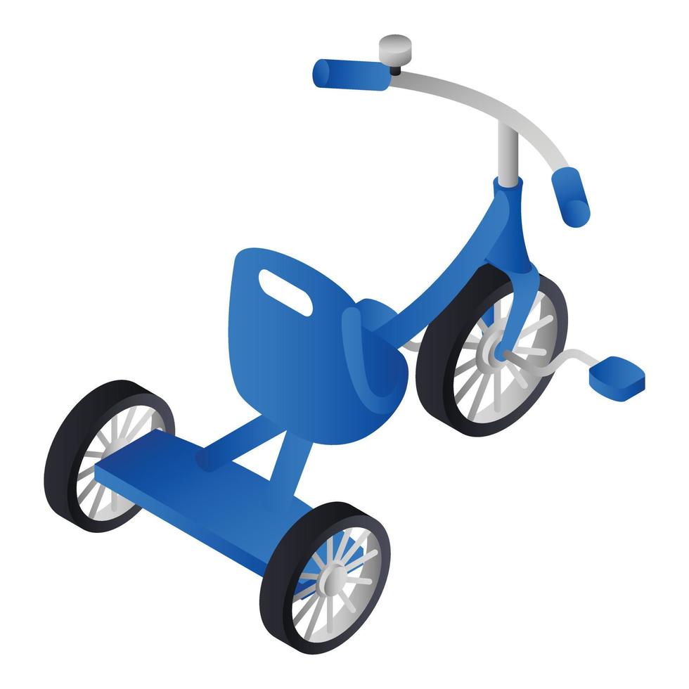 ícone de triciclo de menino azul, estilo isométrico vetor