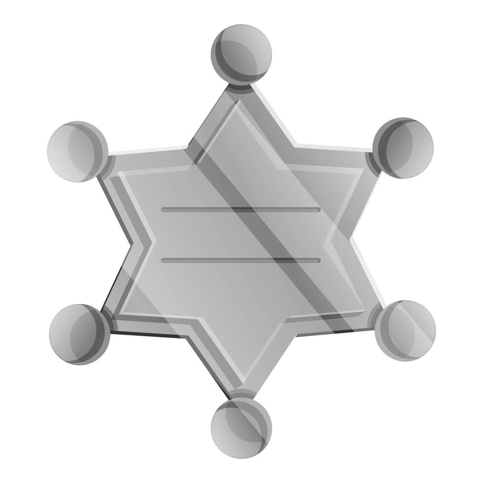 ícone da estrela do xerife de prata, estilo cartoon vetor