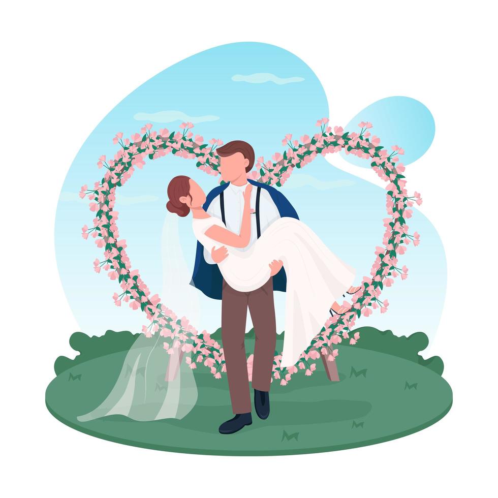 casal recém-casado, banner de web de vetor 2d, cartaz.