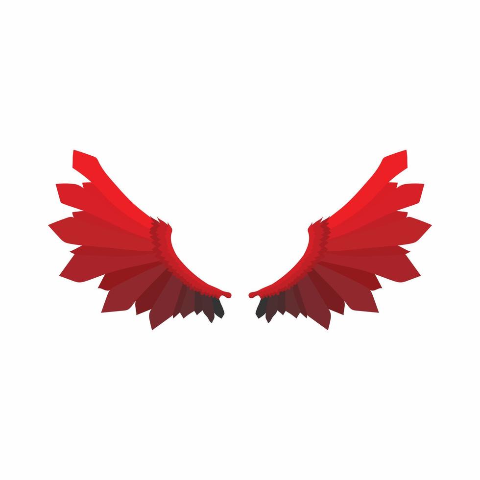 asas vermelhas do ícone do diabo, estilo cartoon vetor