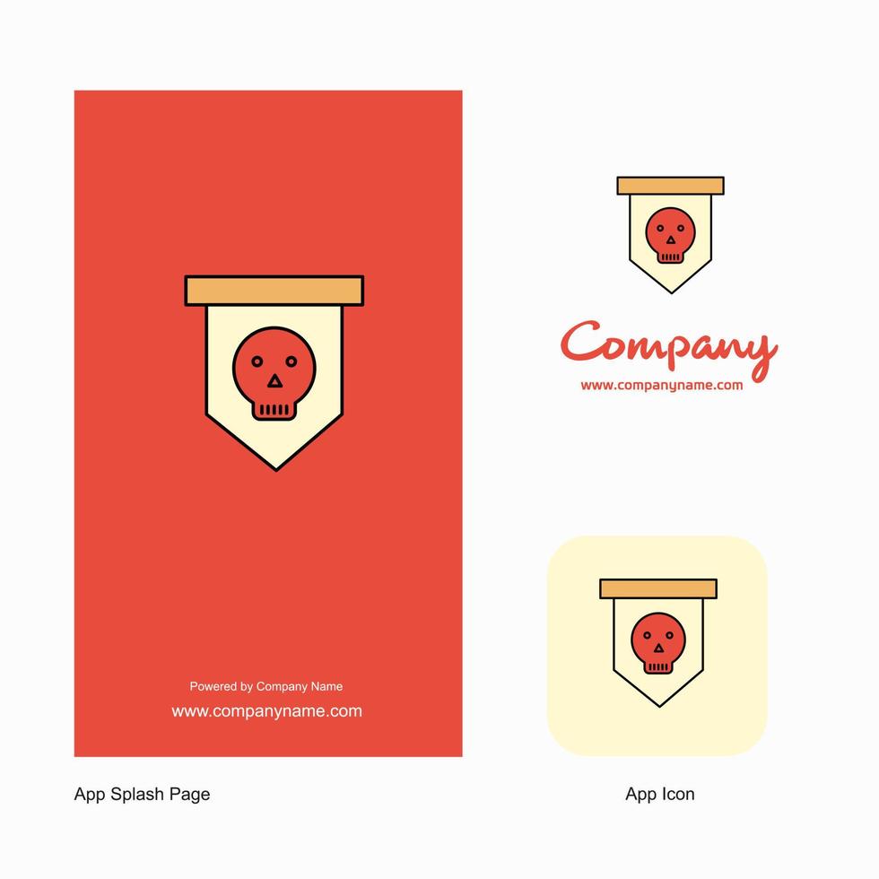 ícone do aplicativo do logotipo da empresa de bandeira do crânio e design da página inicial elementos de design de aplicativos de negócios criativos vetor