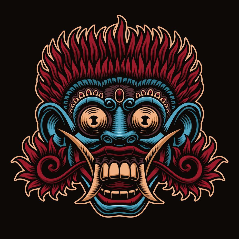 máscara barong tradicional da Indonésia vetor