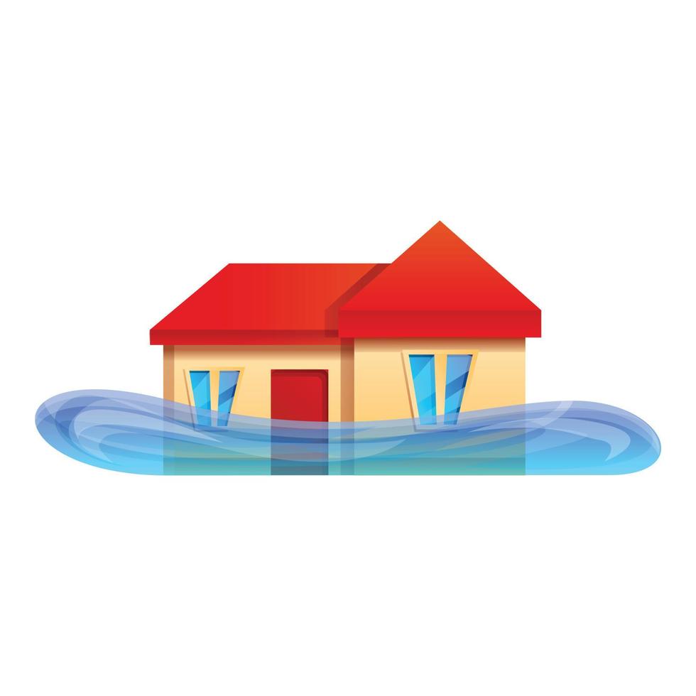 ícone de inundação em casa, estilo cartoon vetor