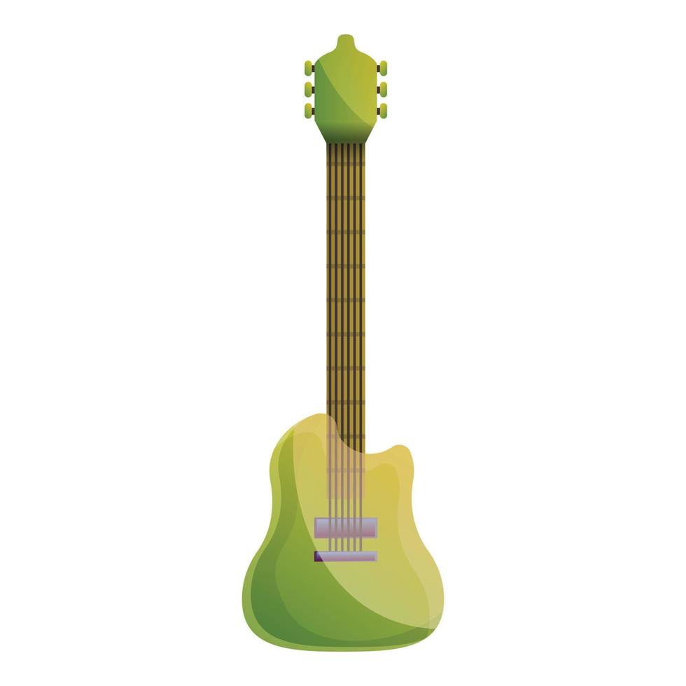 ícone de guitarra verde, estilo cartoon vetor