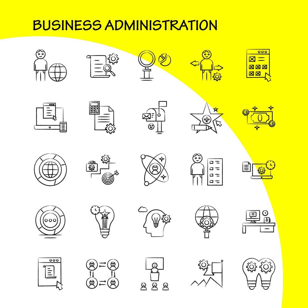 ícones desenhados à mão de administração de negócios definidos para infográficos kit uxui móvel e design de impressão incluem configuração de xadrez configuração de engrenagem jogo de tabuleiro cartão de crédito eps 10 vetor