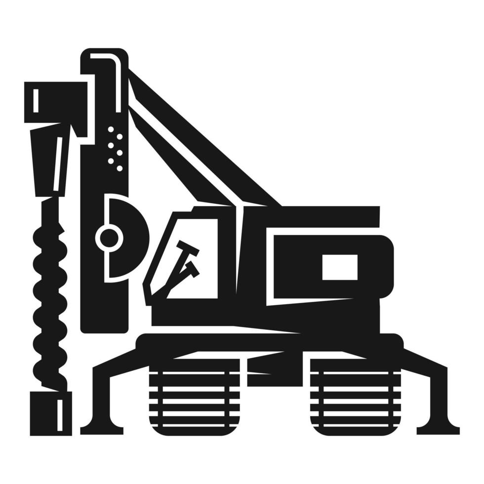 ícone de escavadeira de perfuração, estilo simples vetor