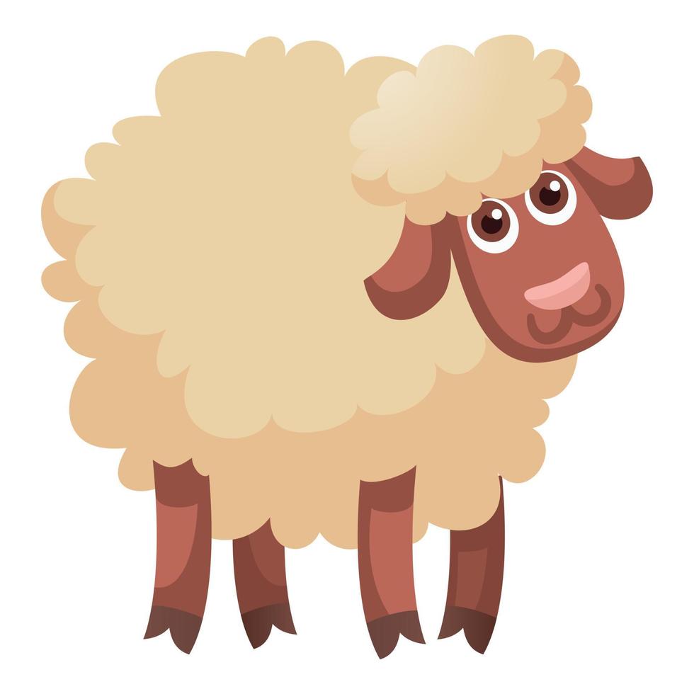 ícone de ovelha engraçado bonito, estilo cartoon vetor