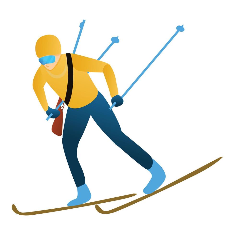 ícone do biatlo de esqui, estilo cartoon vetor