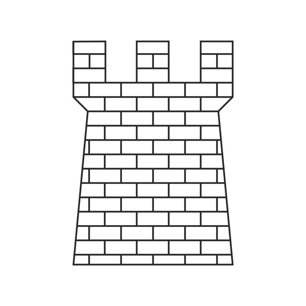 ícone de linha fina de torre de defesa de tijolo antigo vetor