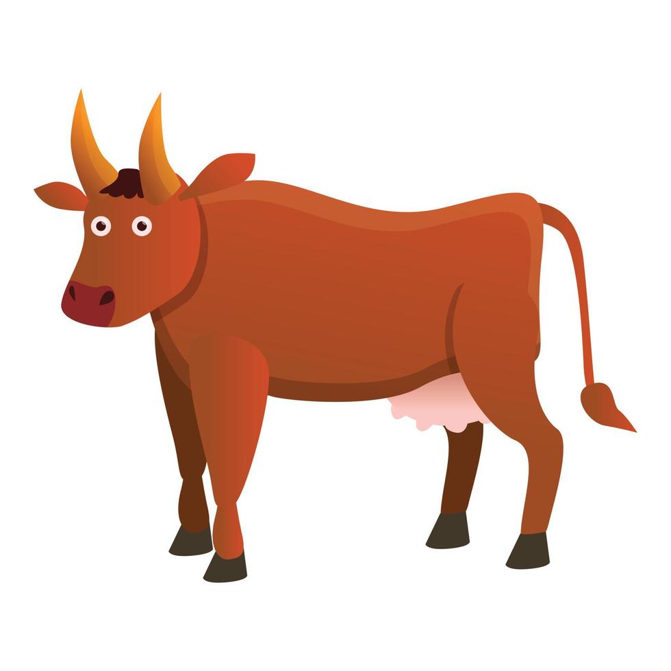 ícone de touro marrom, estilo cartoon vetor