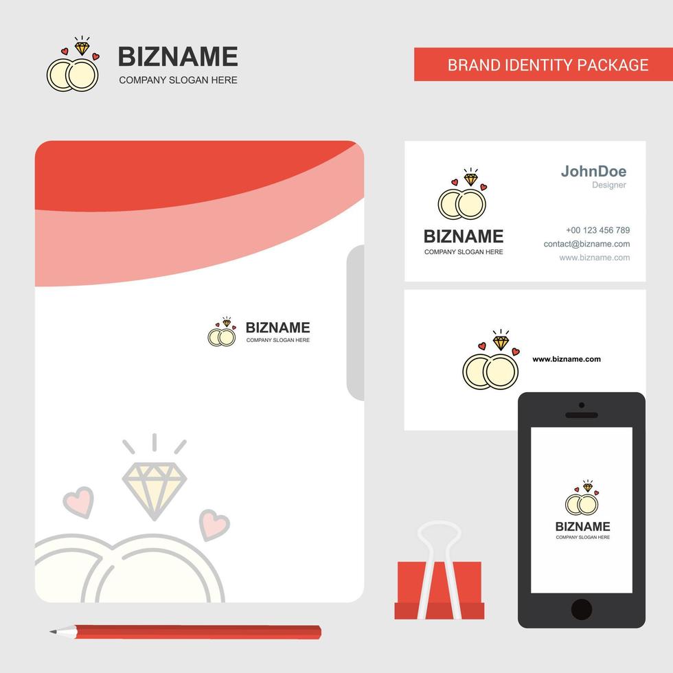 capa de arquivo de logotipo de negócios de anel de diamante cartão de visita e ilustração em vetor de design de aplicativo móvel