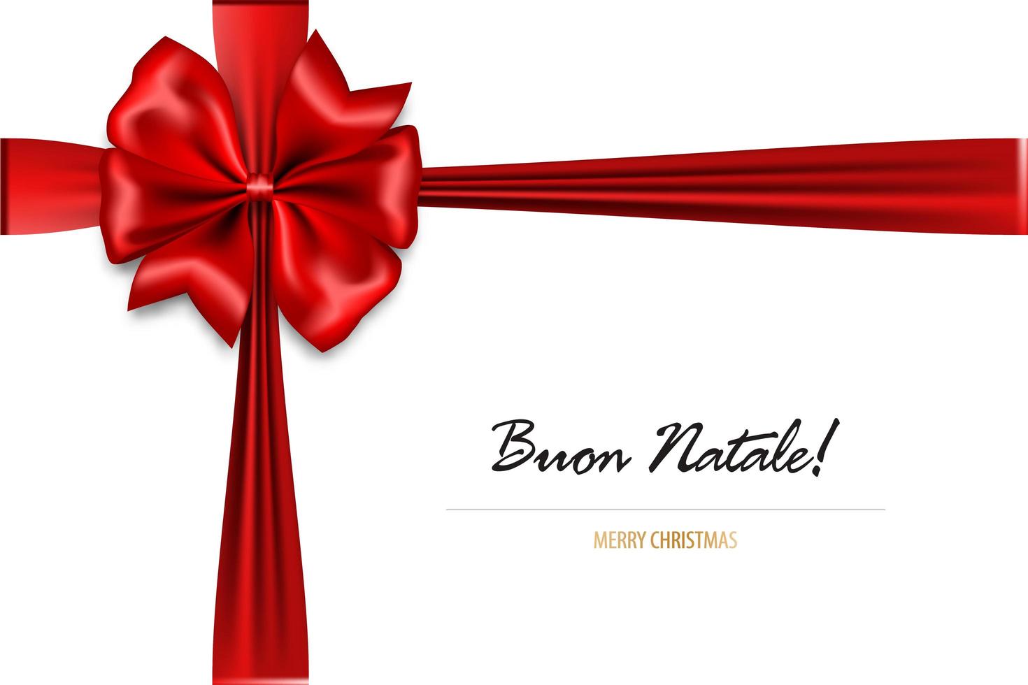 laço de seda vermelho feriado com feliz natal em italiano vetor