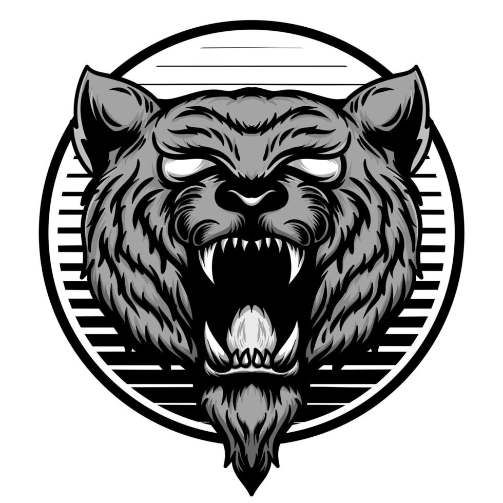 emblema monocromático de cabeça de tigre vetor