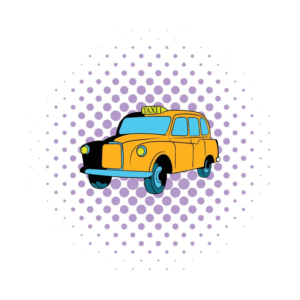 ícone de táxi amarelo, estilo de quadrinhos vetor