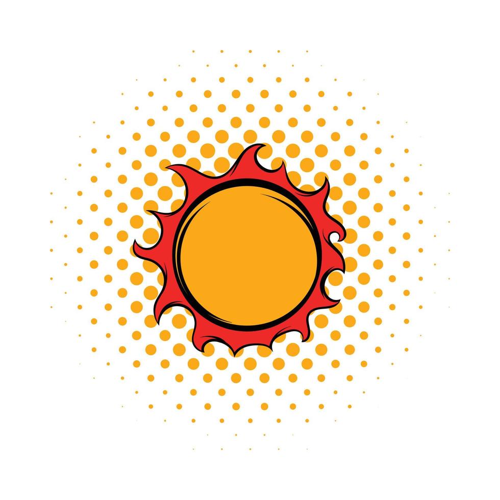 ícone de sol brilhante, estilo de quadrinhos vetor