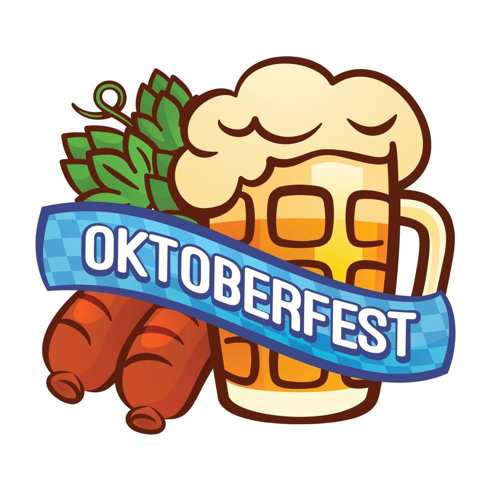 logotipo da oktoberfest alemã, estilo cartoon vetor