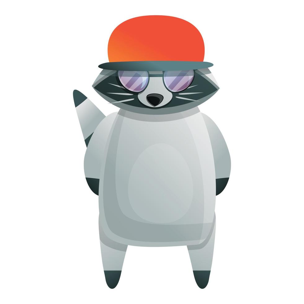 ícone do raccoon do rapper, estilo cartoon vetor