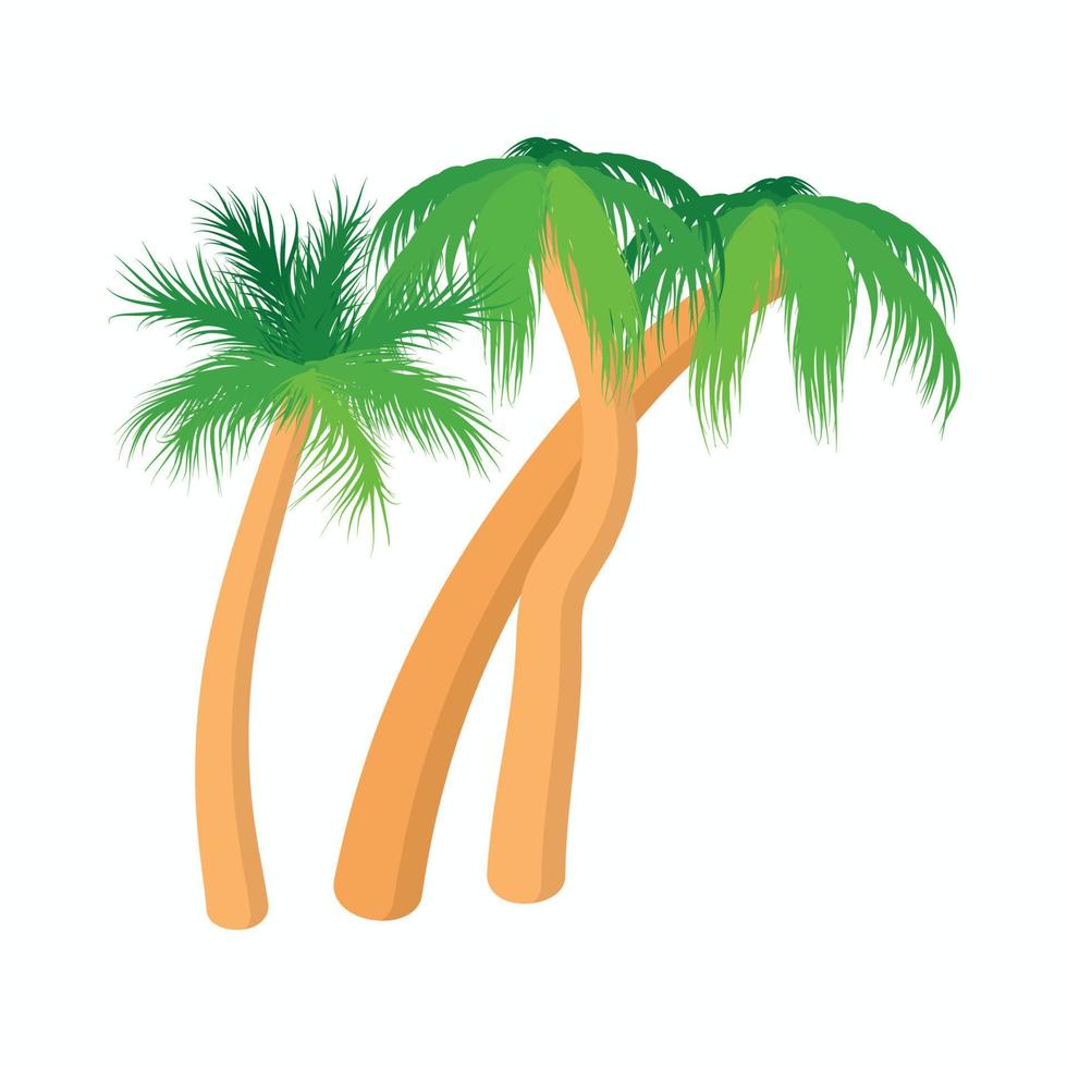 ícone de três palmeiras tropicais, estilo cartoon vetor