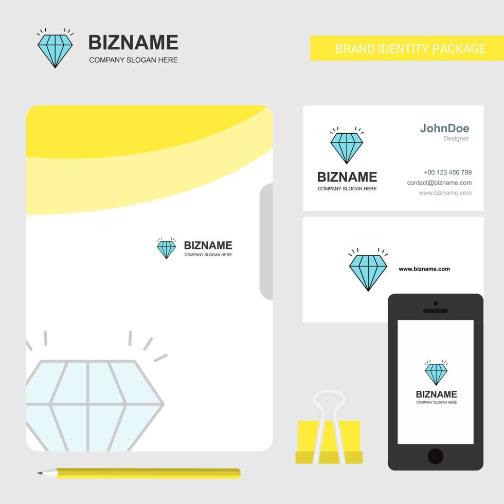 capa de arquivo de logotipo de negócios de diamante cartão de visita e ilustração vetorial de design de aplicativo móvel vetor