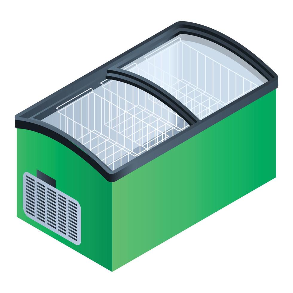 ícone de geladeira comercial verde, estilo isométrico vetor