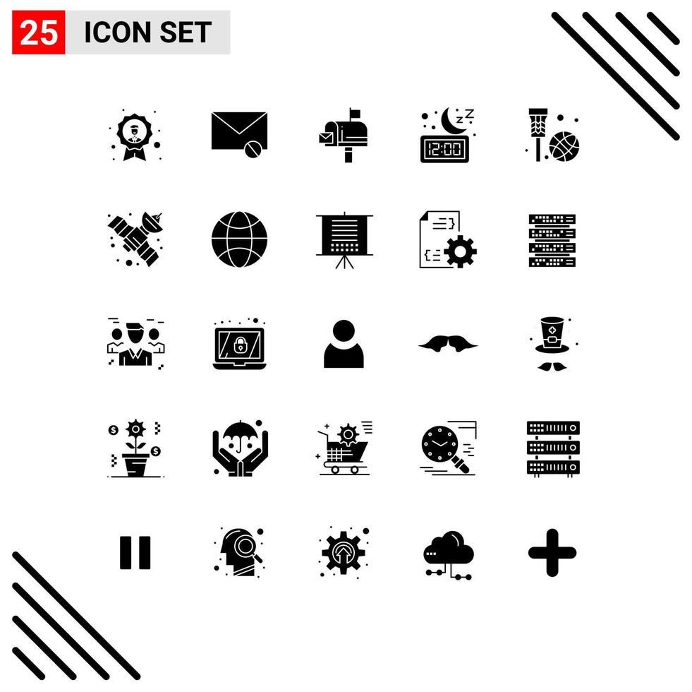 pacote de ícones vetoriais de estoque de 25 sinais e símbolos de linha para a mensagem de relógio sms da lua do sono elementos de design vetorial editáveis vetor