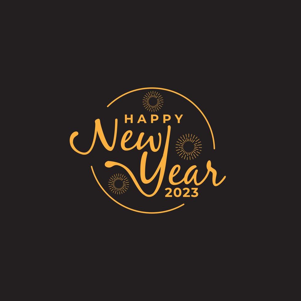feliz ano novo 2023 logotipo abstrato mão desenhada design de vetor de caligrafia criativa para cartões