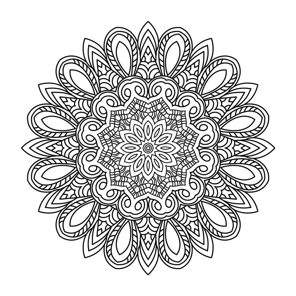 mandala preta para design. design de padrão circular mandala para henna, mehndi, tatuagem, decoração. ornamento decorativo em estilo étnico oriental. página do livro para colorir vetor