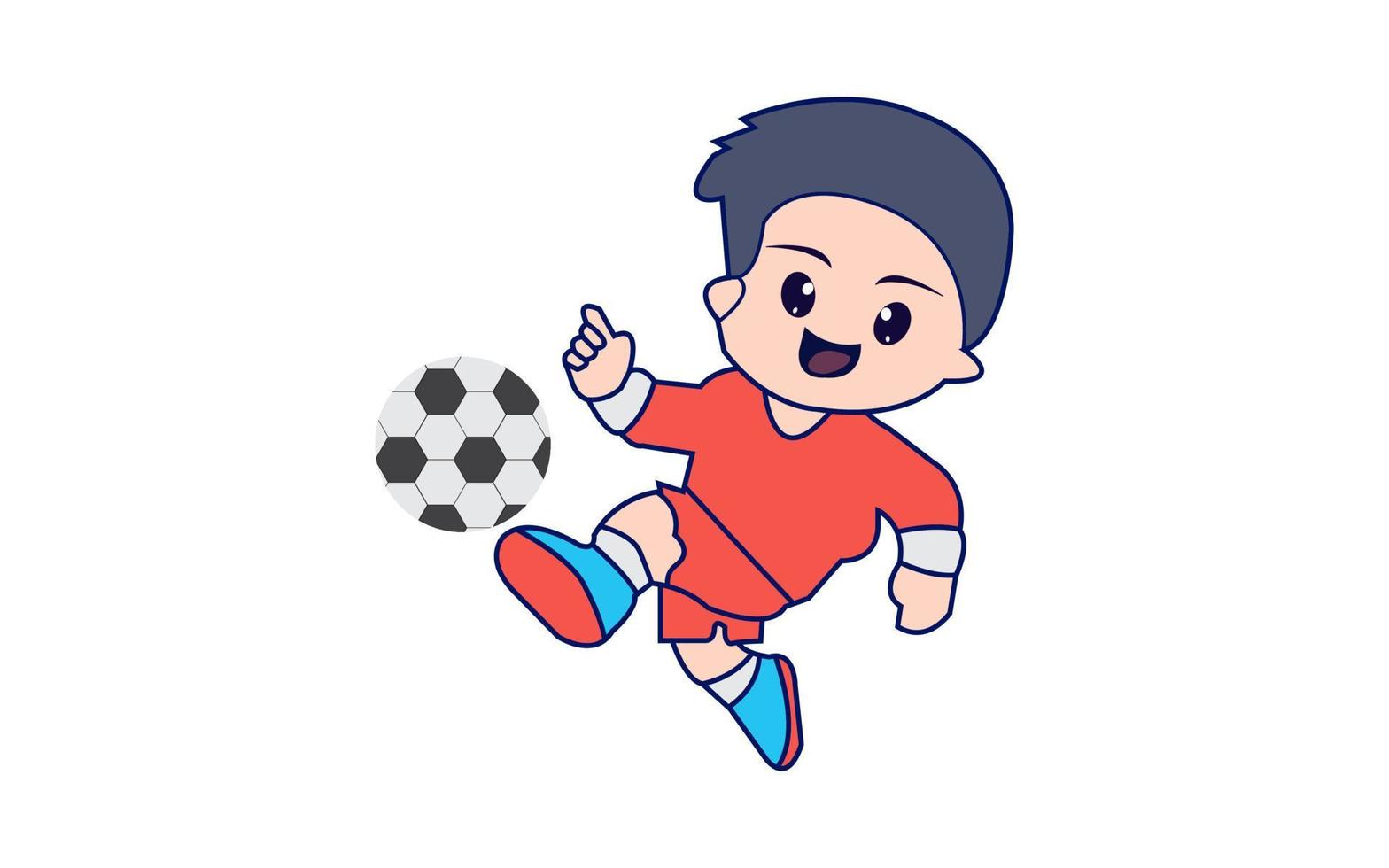 vetor profissional de desenho animado de jogador de futebol de menino bonito