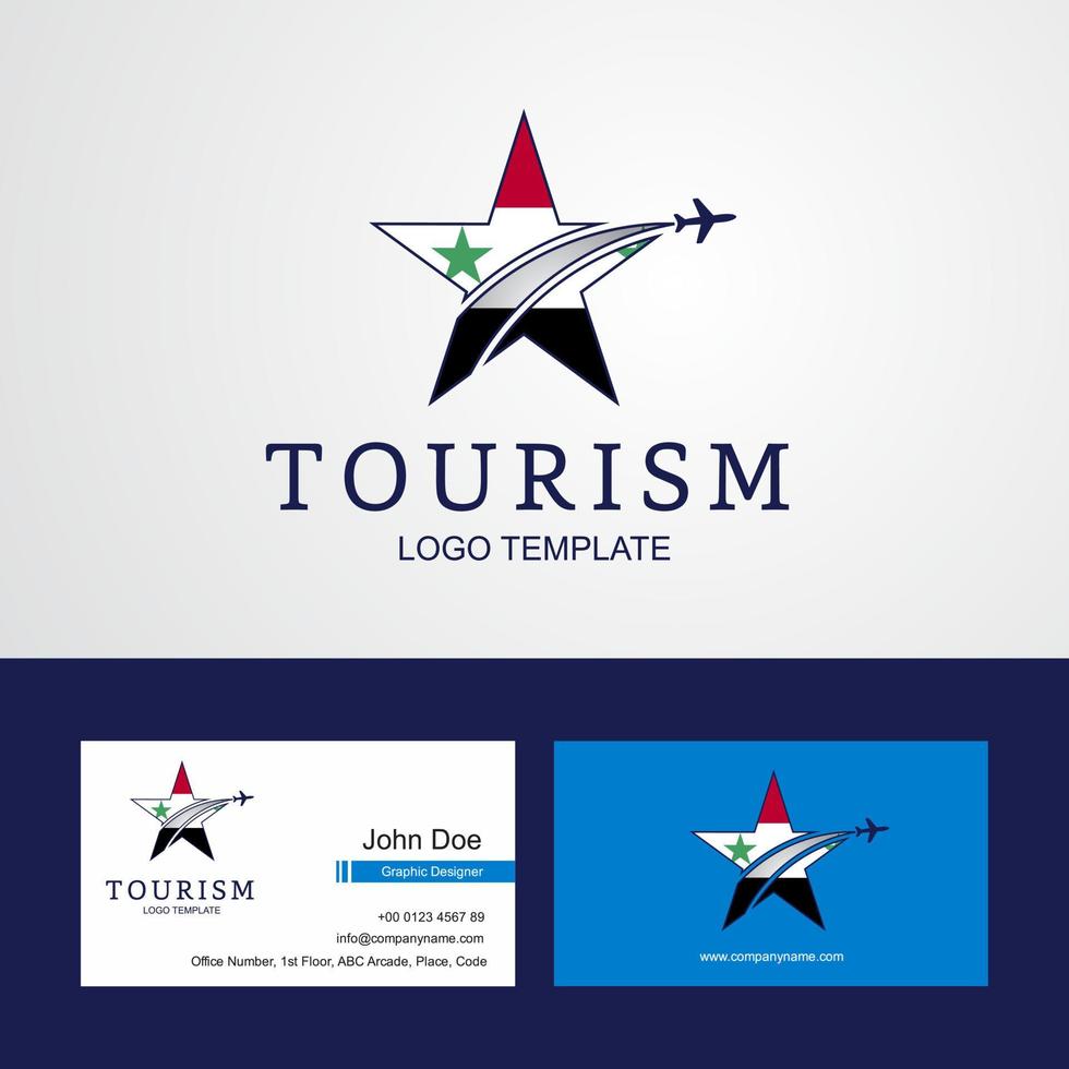 logotipo da estrela criativa da bandeira da síria e design de cartão de visita vetor