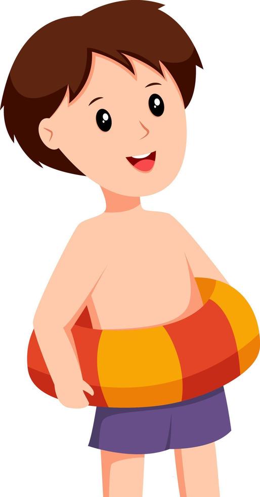 garotinho com ilustração de design de personagem de flutuador de natação vetor