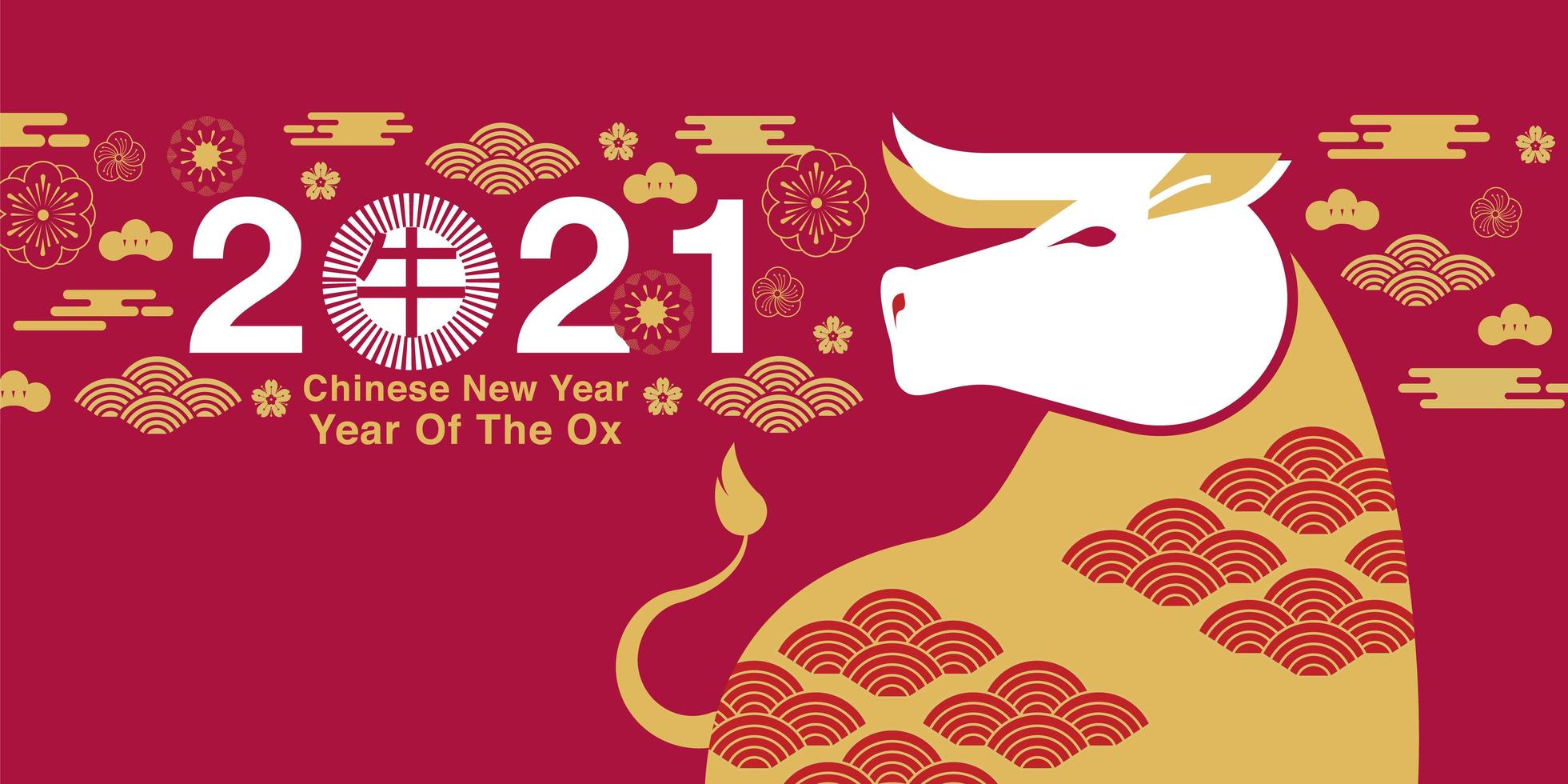 banner vermelho do ano novo chinês de 2021 vetor