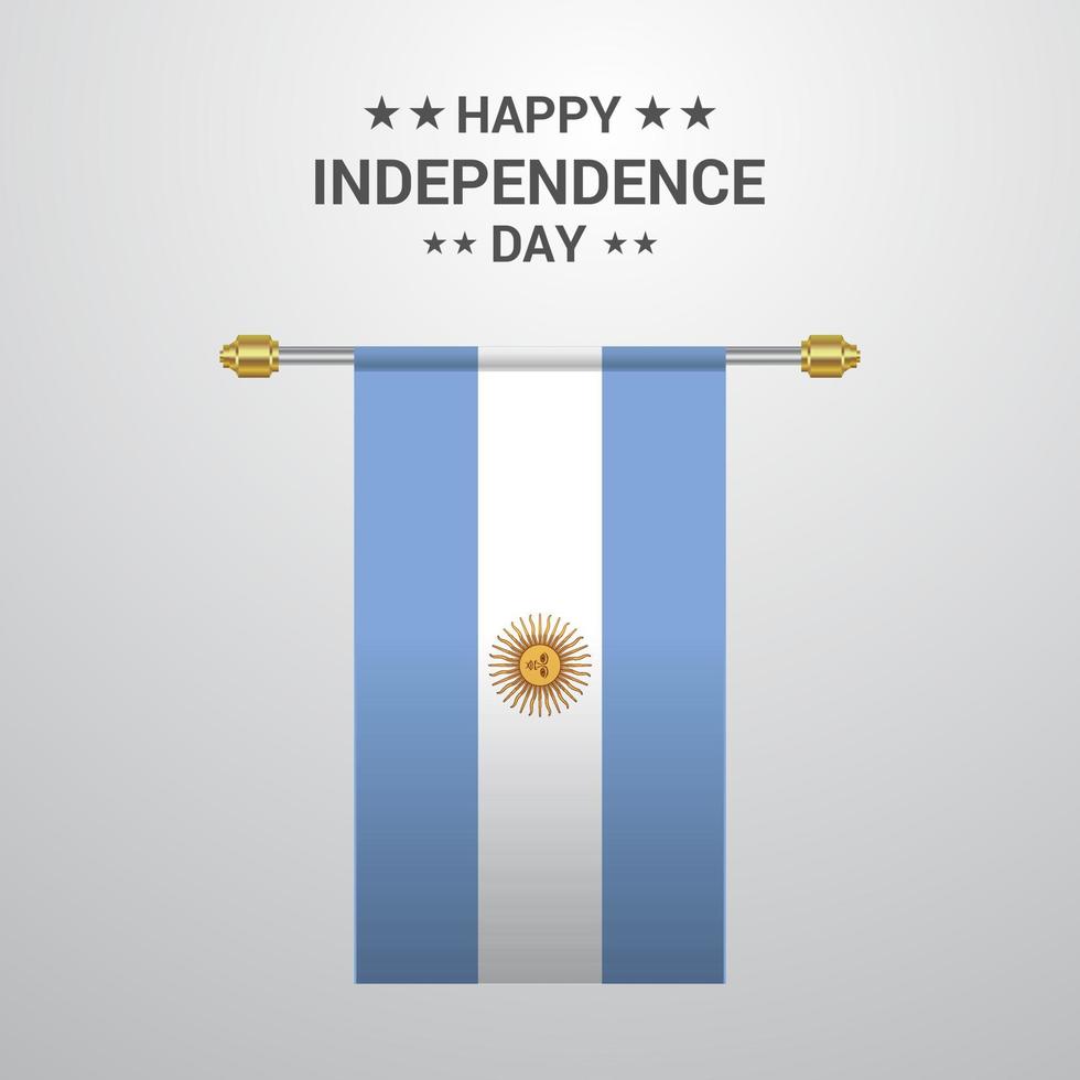 dia da independência da argentina pendurando o fundo da bandeira vetor