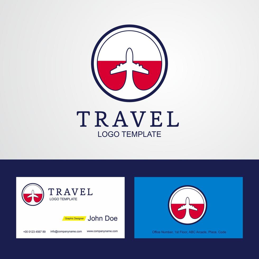 logotipo de bandeira de círculo criativo de viagem polônia e design de cartão de visita vetor