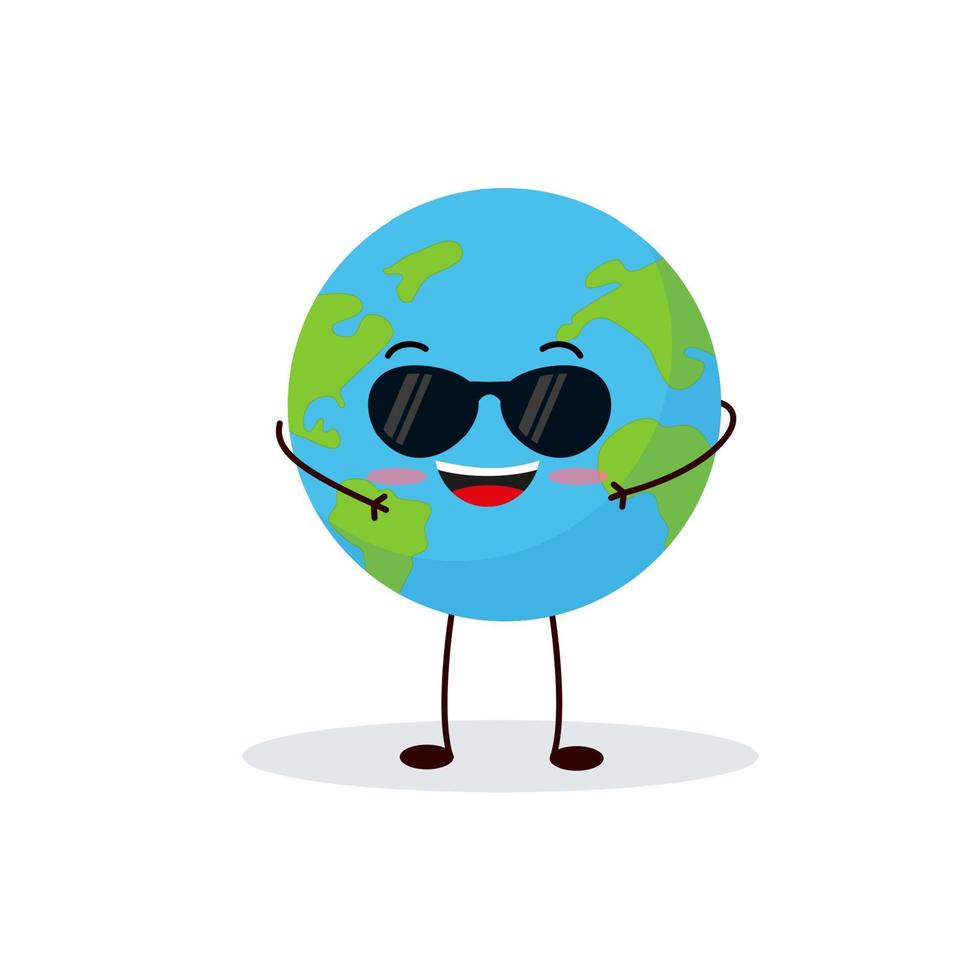 personagem bonito do planeta terra. coleção de emojis do planeta dos desenhos animados. ilustração vetorial de cartão do dia da terra vetor