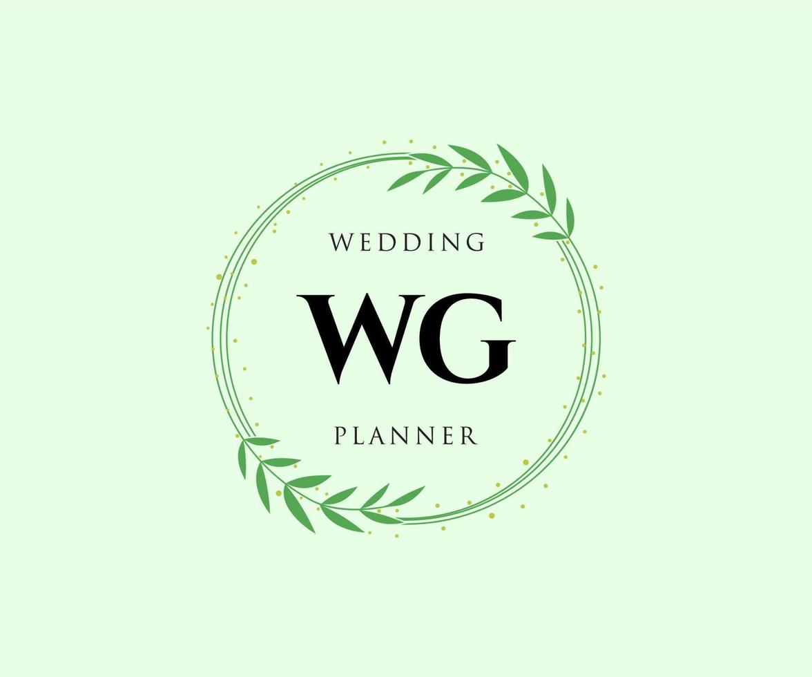 letra inicial wg coleção de logotipos de monograma de casamento, modelos modernos minimalistas e florais desenhados à mão para cartões de convite, salve a data, identidade elegante para restaurante, boutique, café em vetor