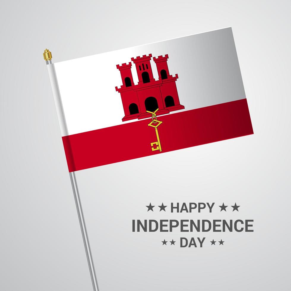 design tipográfico do dia da independência de gibraltar com vetor de bandeira