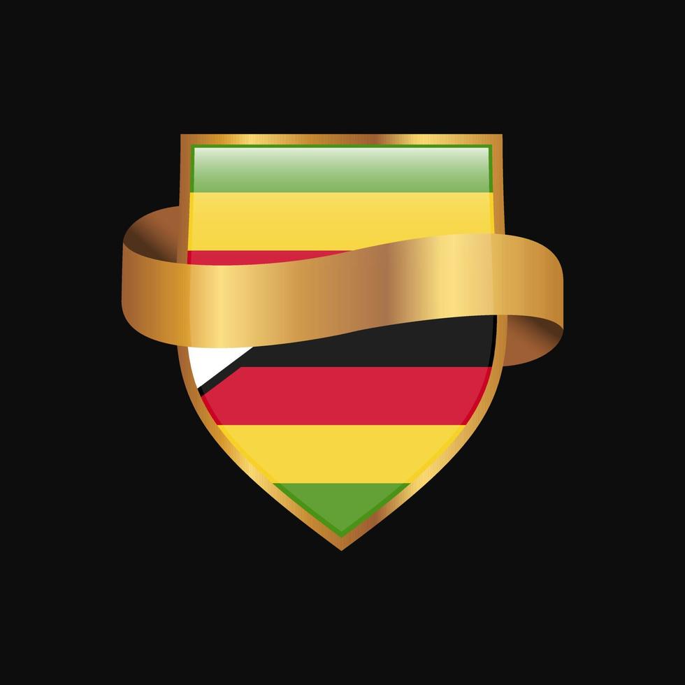 vetor de design de distintivo dourado de bandeira do zimbábue