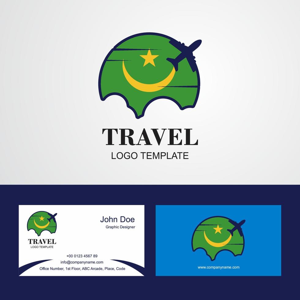 logotipo da bandeira da mauritânia de viagem e design de cartão de visita vetor