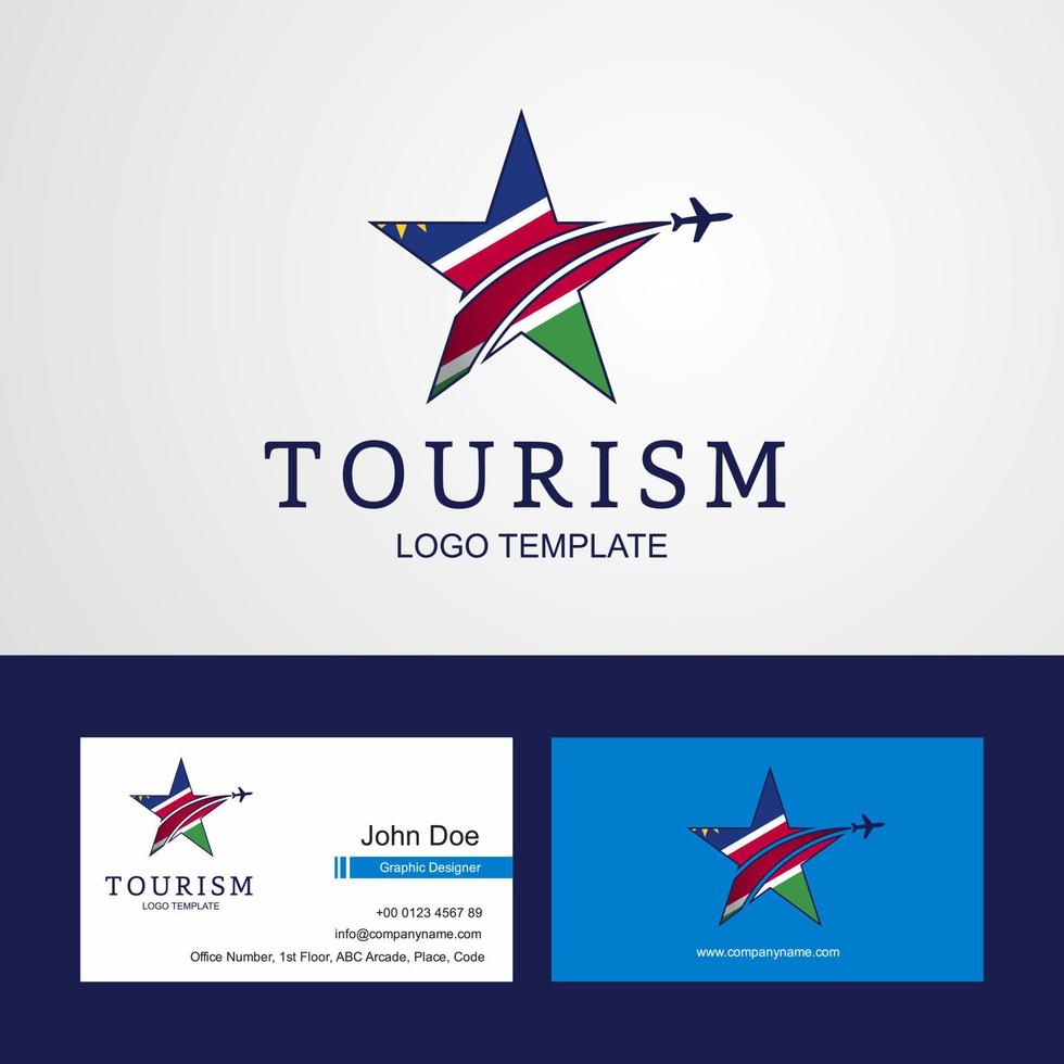 viagem namíbia bandeira logotipo estrela criativa e design de cartão de visita vetor