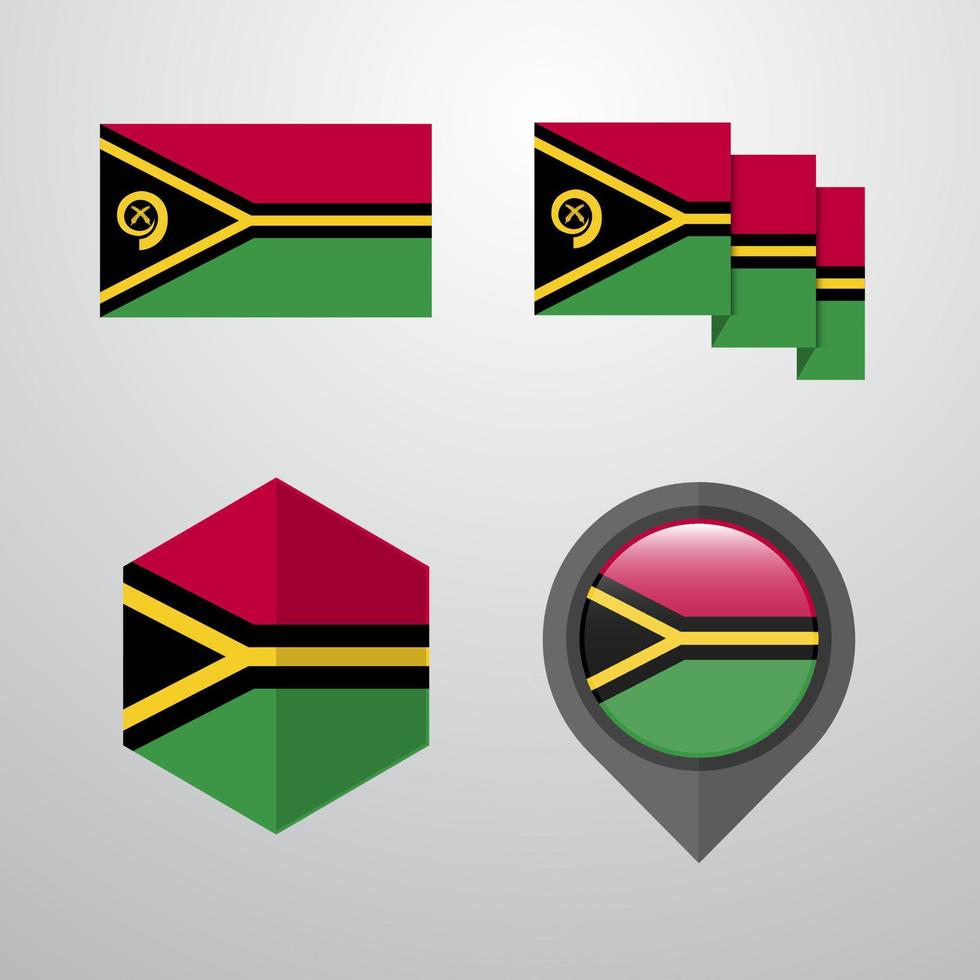 vetor de conjunto de design de bandeira vanuatu