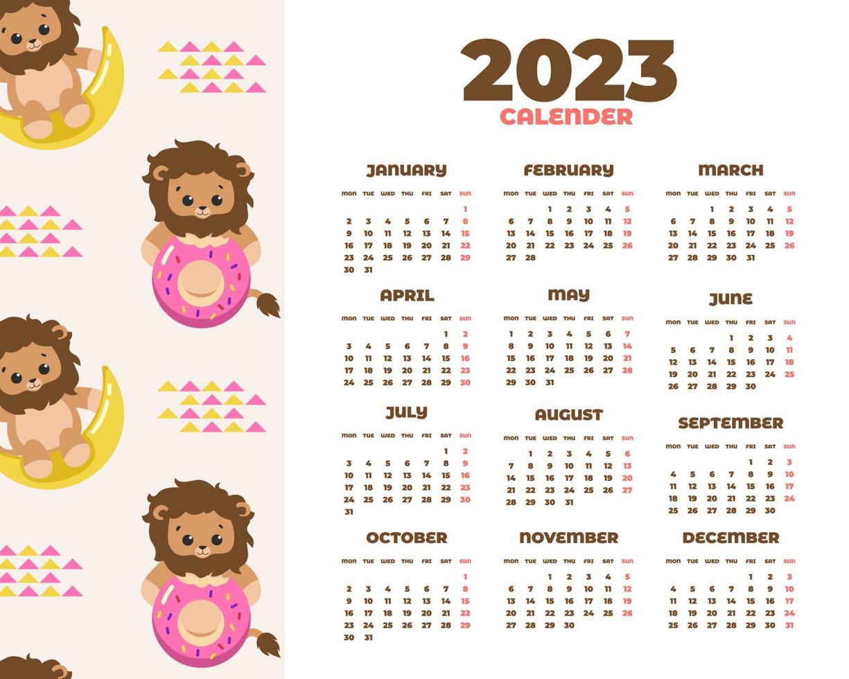 modelo de calendário 2023 vetor